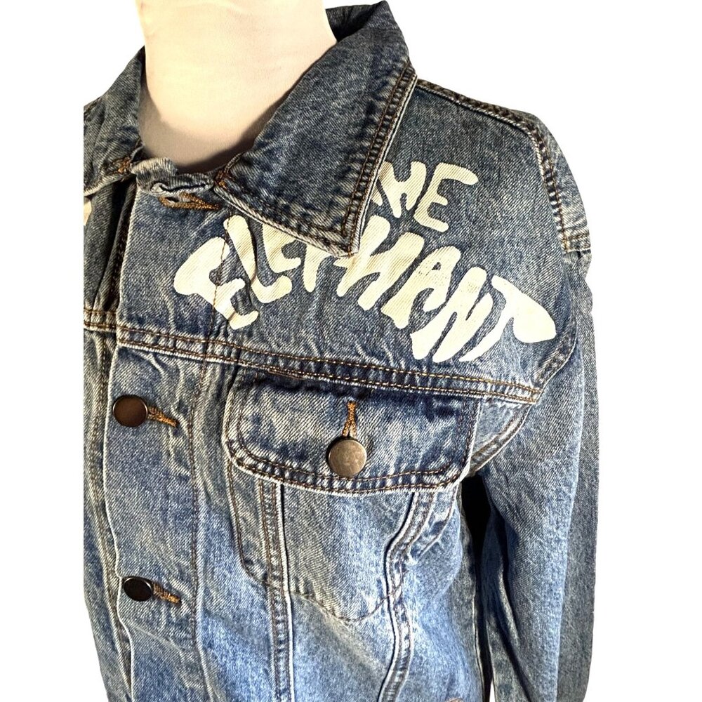 Cage The Elephant Denim Jacket Blue Graphic Art Size Large - Picture 8 of 10